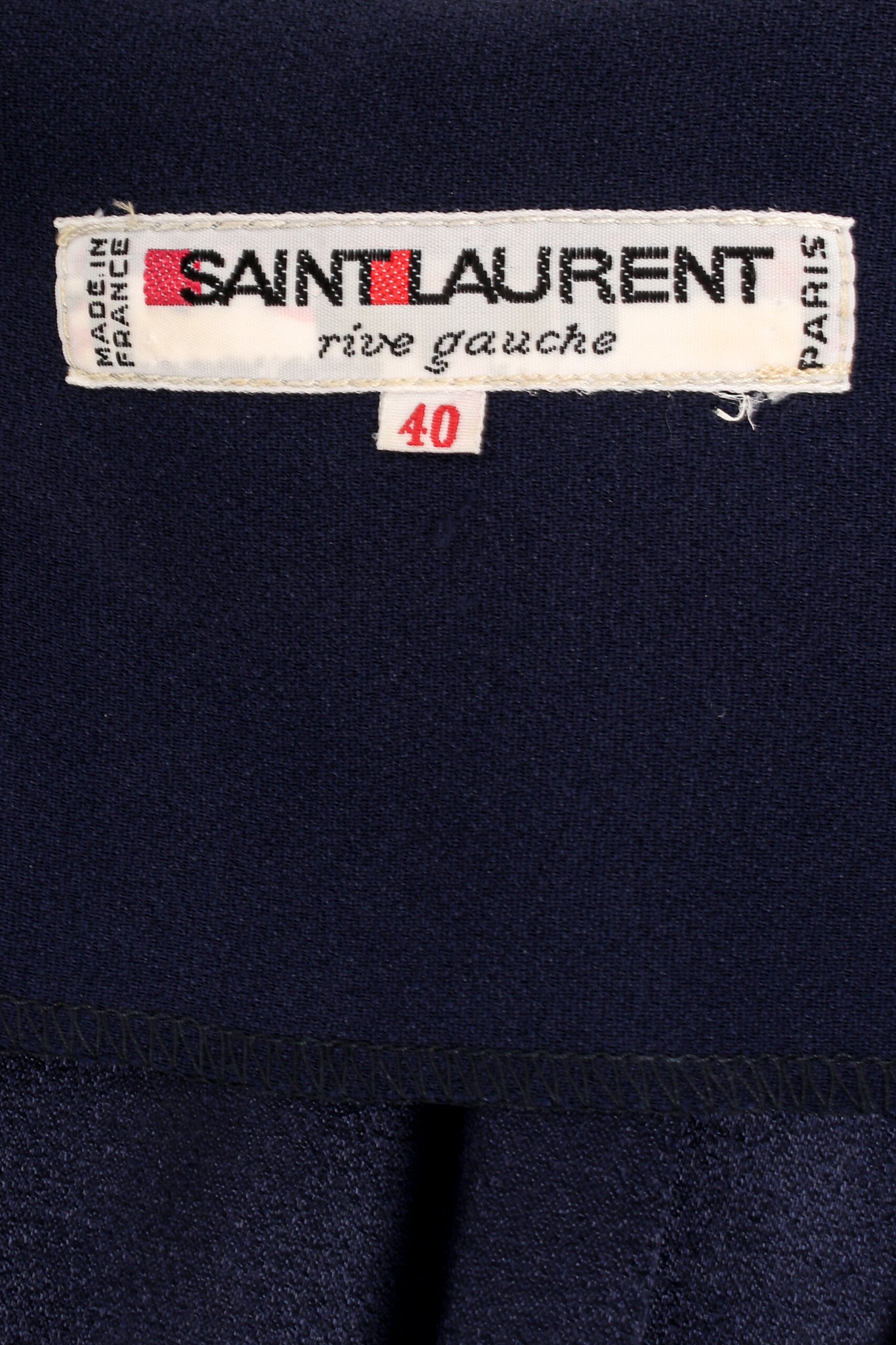 Vintage Yves Saint Laurent YSL Gathered Drop Waist Film Noir Gown label at Recess Los Angeles