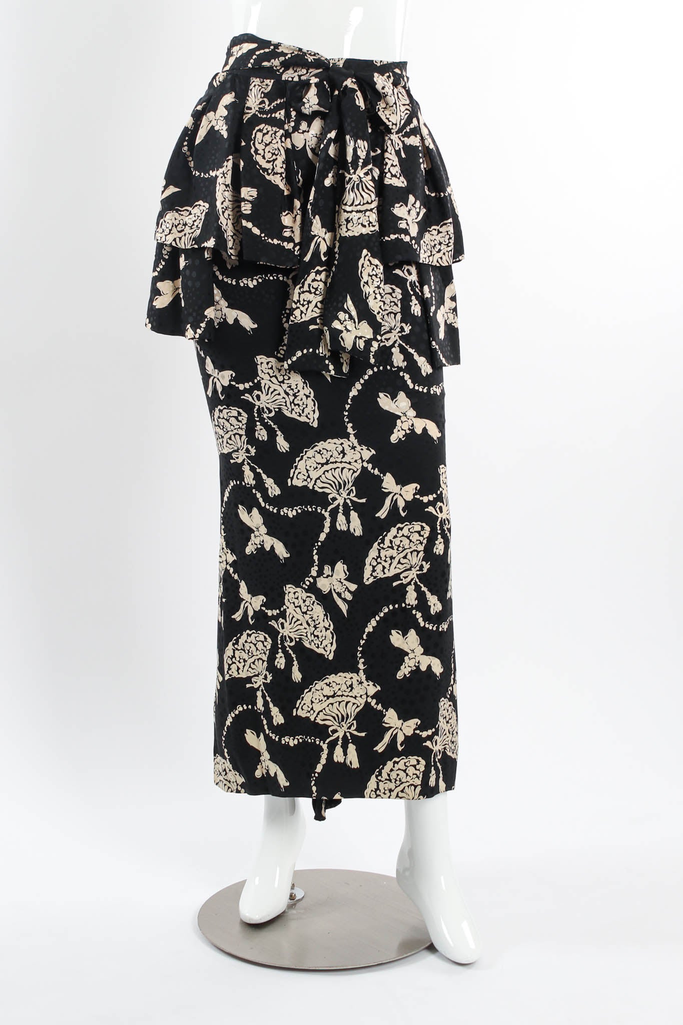 Vintage 80s Yves Saint Laurent Silk Fan Print Top & Skirt Set @ Recess LA