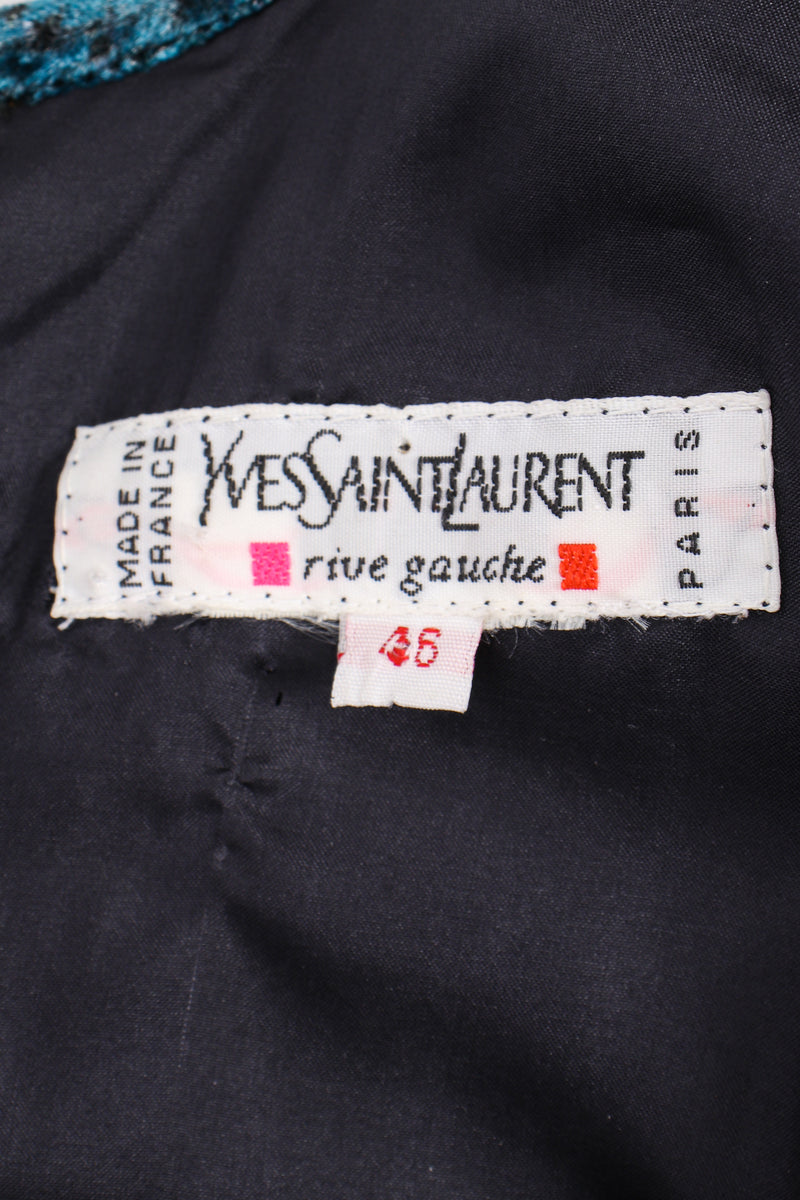 Vintage YSL Yves Saint Laurent Velvet Cosmic Paisley Gown label at Recess LA