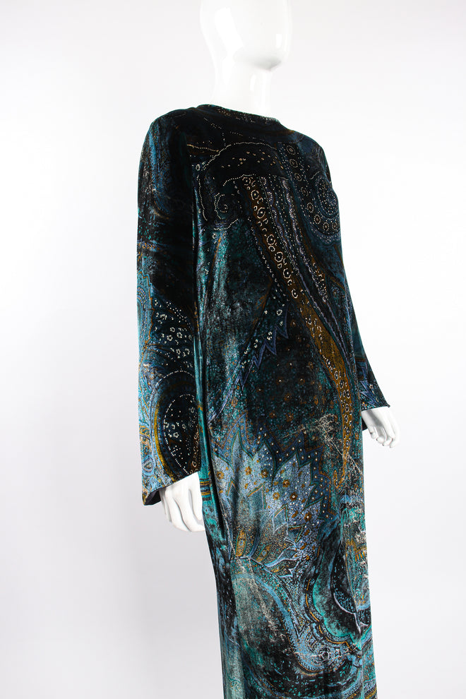 Vintage YSL Yves Saint Laurent Velvet Cosmic Paisley Gown II on Mannequin crop at Recess LA