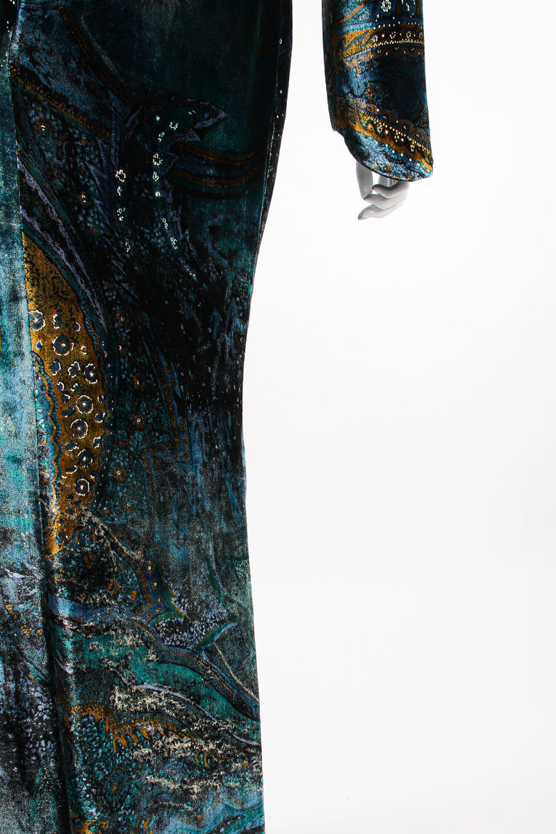 Vintage YSL Yves Saint Laurent Velvet Cosmic Paisley Gown II on Mannequin silhouette at Recess LA
