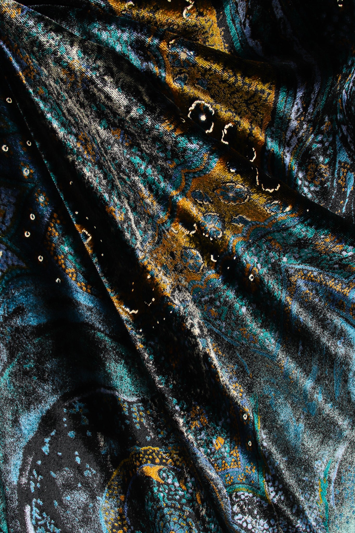 Vintage YSL Yves Saint Laurent Velvet Cosmic Paisley Gown II fabric at Recess LA