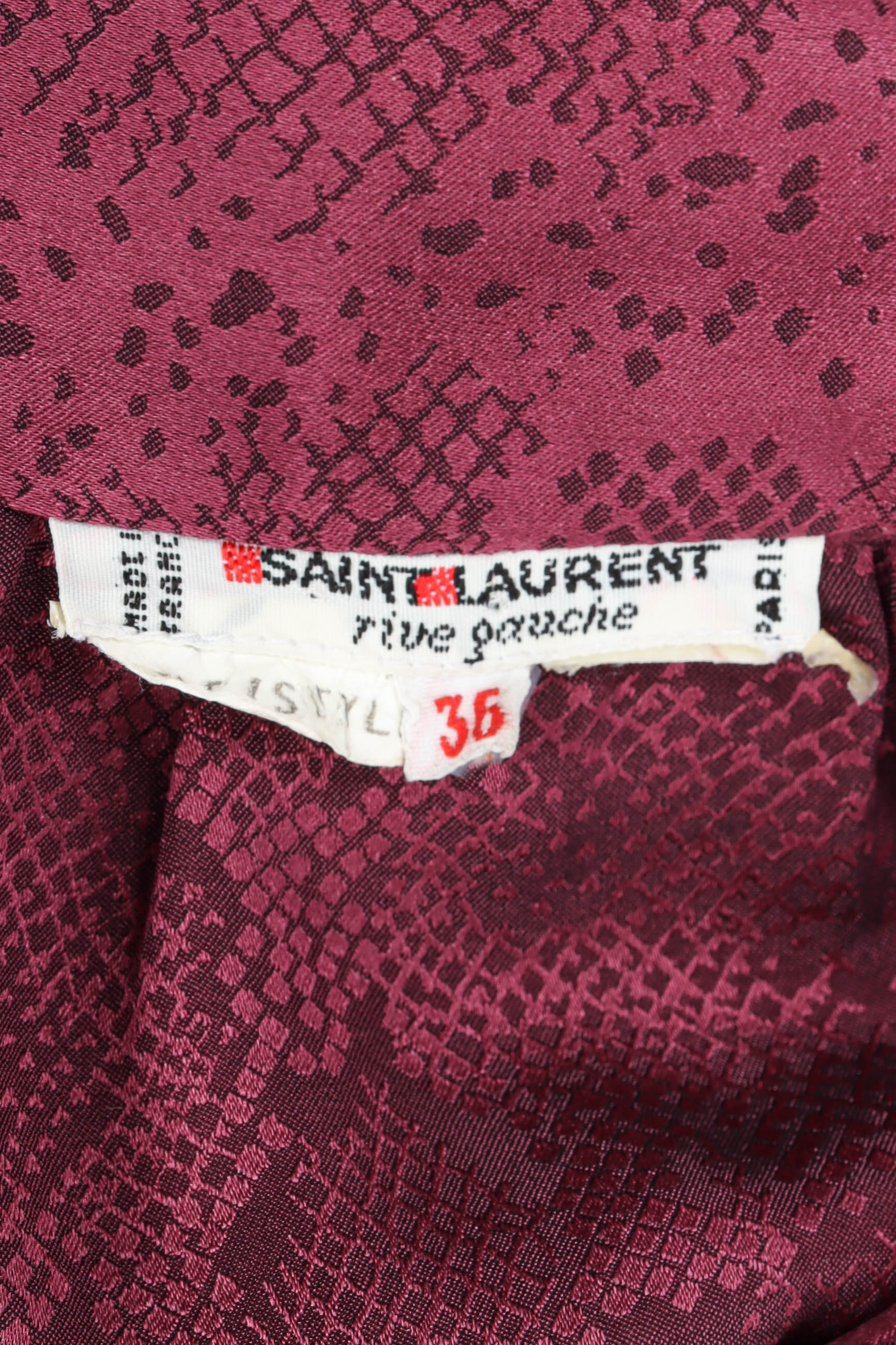 Vintage Saint Laurent Moody Reptile Print Blouse tag @ Recess Los Angeles