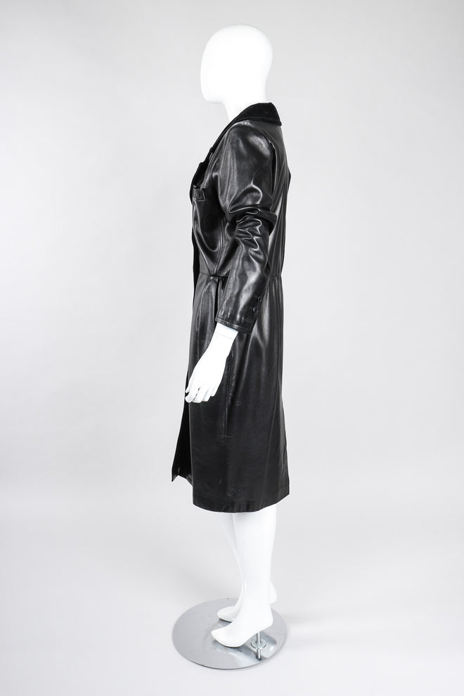 Recess Los Angeles Vintage Yves Saint Laurent YSL Velvet Tipped Leather Coat Dress