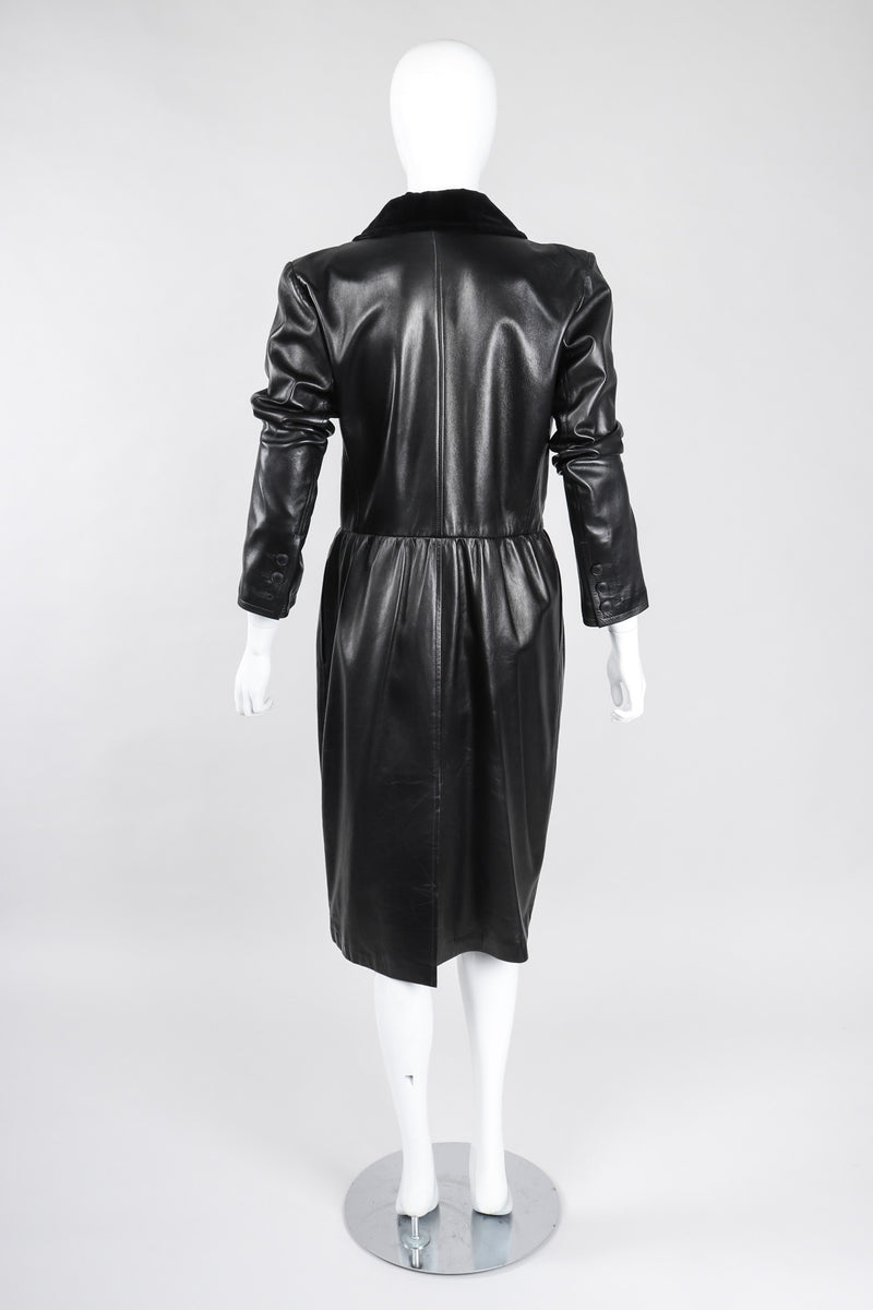 Vintage Yves Saint Laurent YSL Velvet Tipped Leather Coat Dress Recess Vintage Yves Saint Laurent YSL Velvet Tipped Leather Coat Dress Recess
