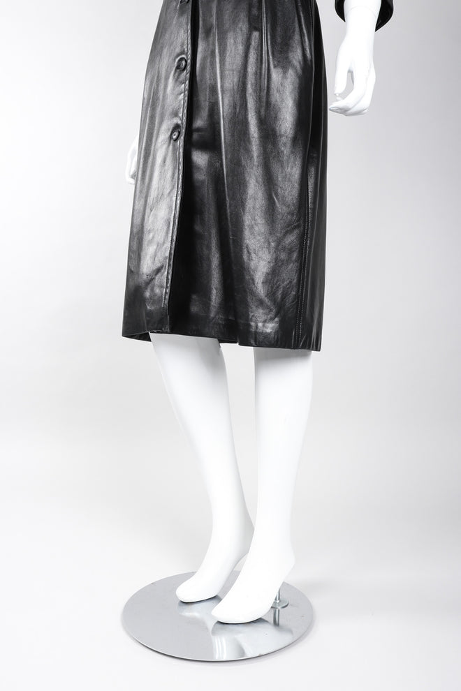 Recess Los Angeles Vintage Yves Saint Laurent YSL Velvet Tipped Leather Coat Dress