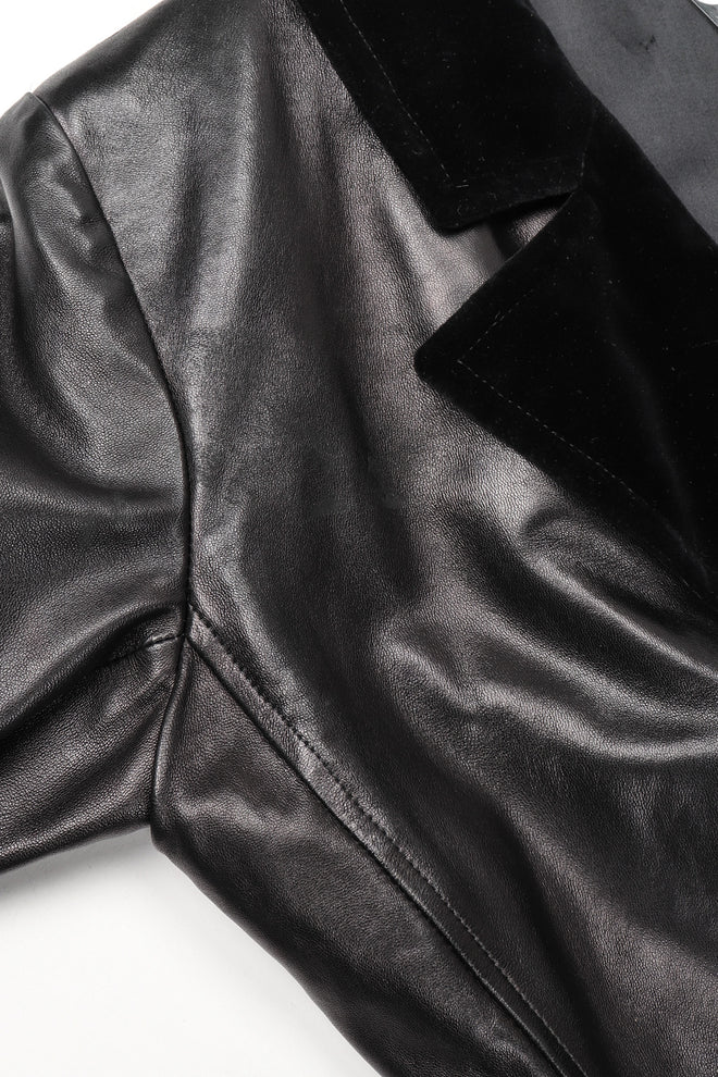 Recess Los Angeles Vintage Yves Saint Laurent YSL Velvet Tipped Leather Coat Dress