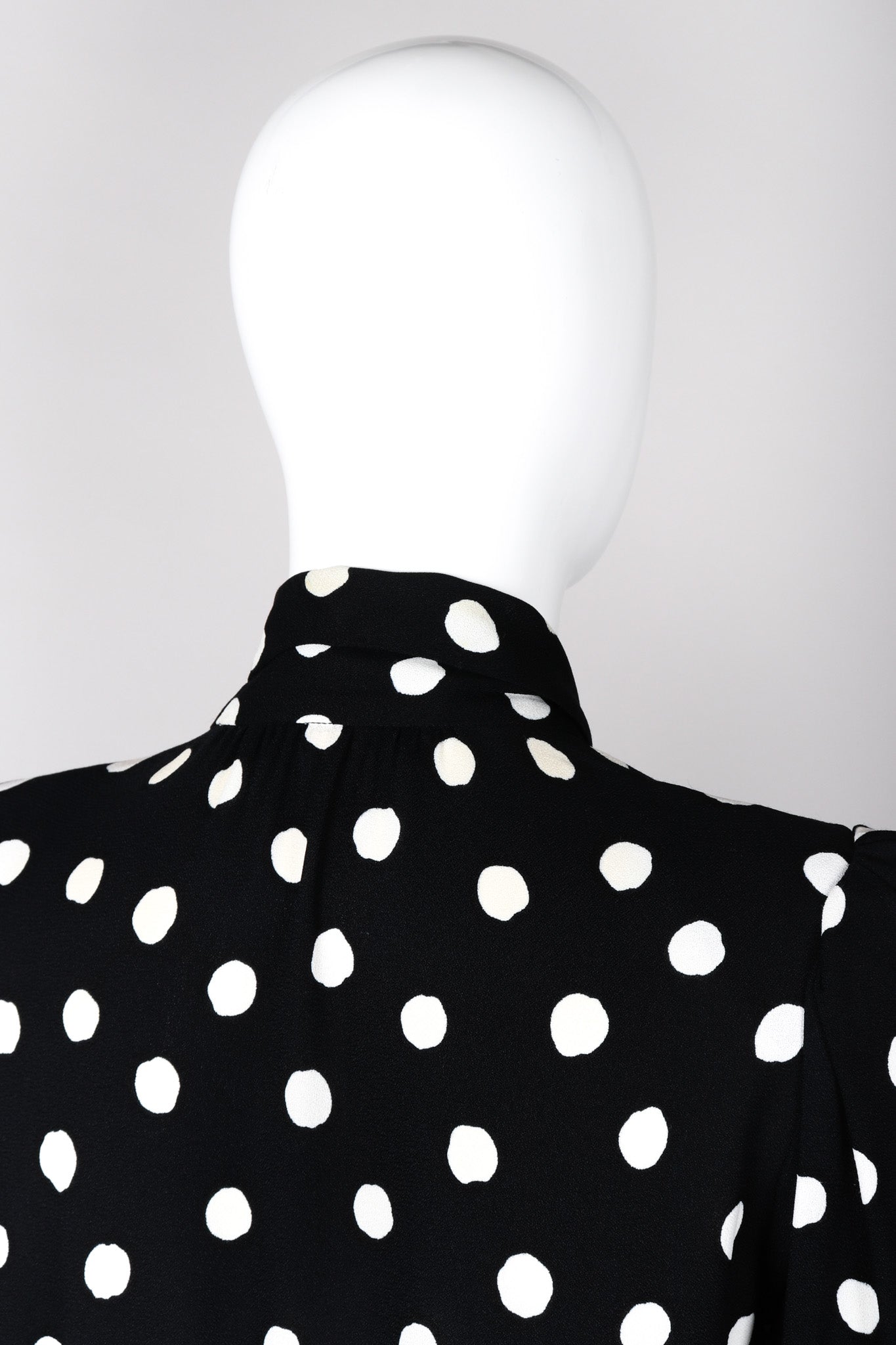 Recess Los Angeles Vintage Saint Laurent Black White Polka Dotted Long Sleeve Dress
