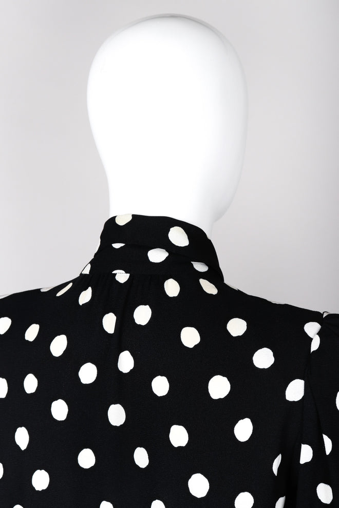 Recess Los Angeles Vintage Saint Laurent Black White Polka Dotted Long Sleeve Dress