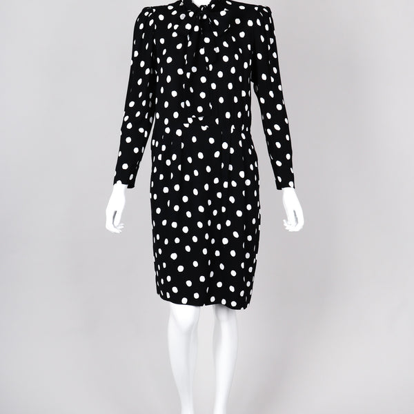 Saint Laurent // Black & White Sheer Polka Dot Silk Dress – VSP Consignment