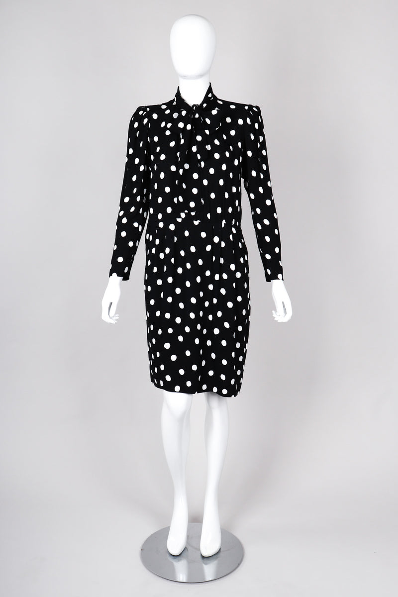 Vintage Saint Laurent Black White Polka Dotted Long Sleeve Dress Recess Vintage Saint Laurent Black White Polka Dotted Long Sleeve Dress Recess