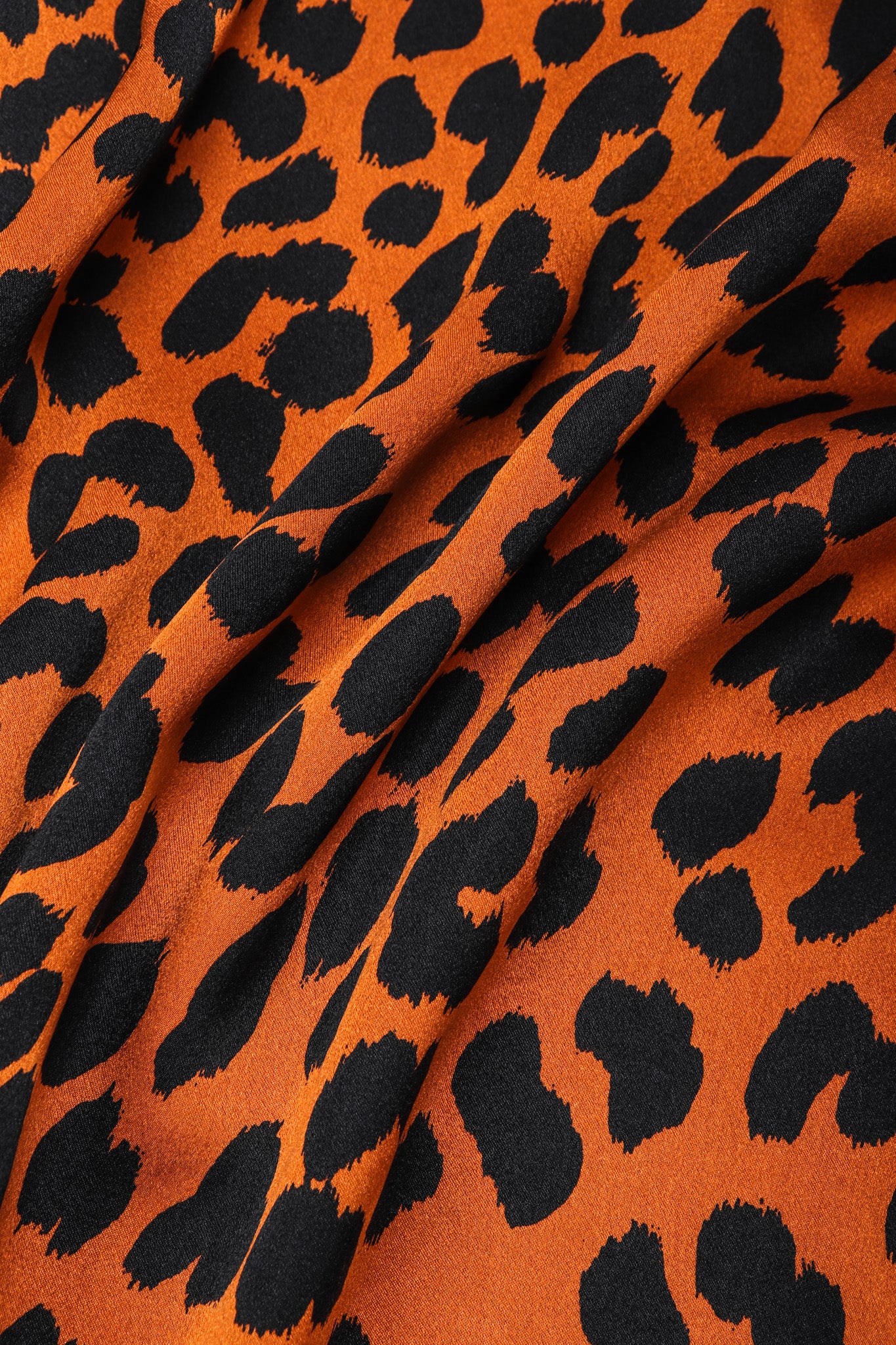 Recess Los Angeles Vintage Yves Saint Laurent Silk Animal Leopard Blouson Sleeves Button Cuff Long Neck Tie 