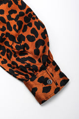 Recess Los Angeles Vintage Yves Saint Laurent Silk Animal Leopard Blouson Sleeves Button Cuff Long Neck Tie 