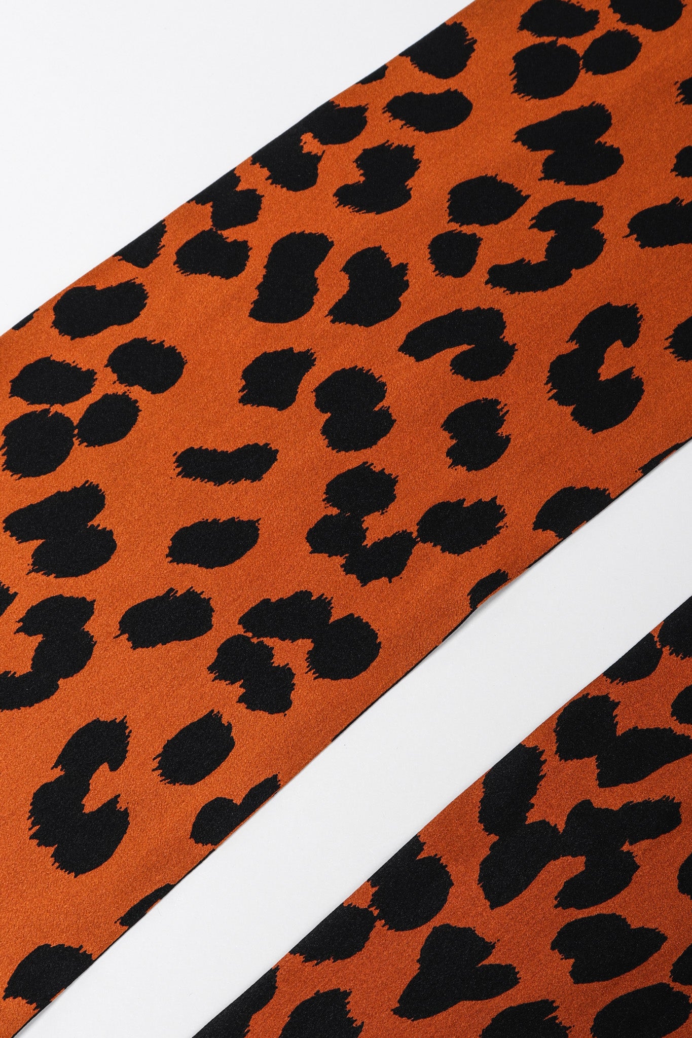 Recess Los Angeles Vintage Yves Saint Laurent Silk Animal Leopard Blouson Sleeves Button Cuff Long Neck Tie 