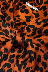 Recess Los Angeles Vintage Yves Saint Laurent Silk Animal Leopard Blouson Sleeves Button Cuff Long Neck Tie 