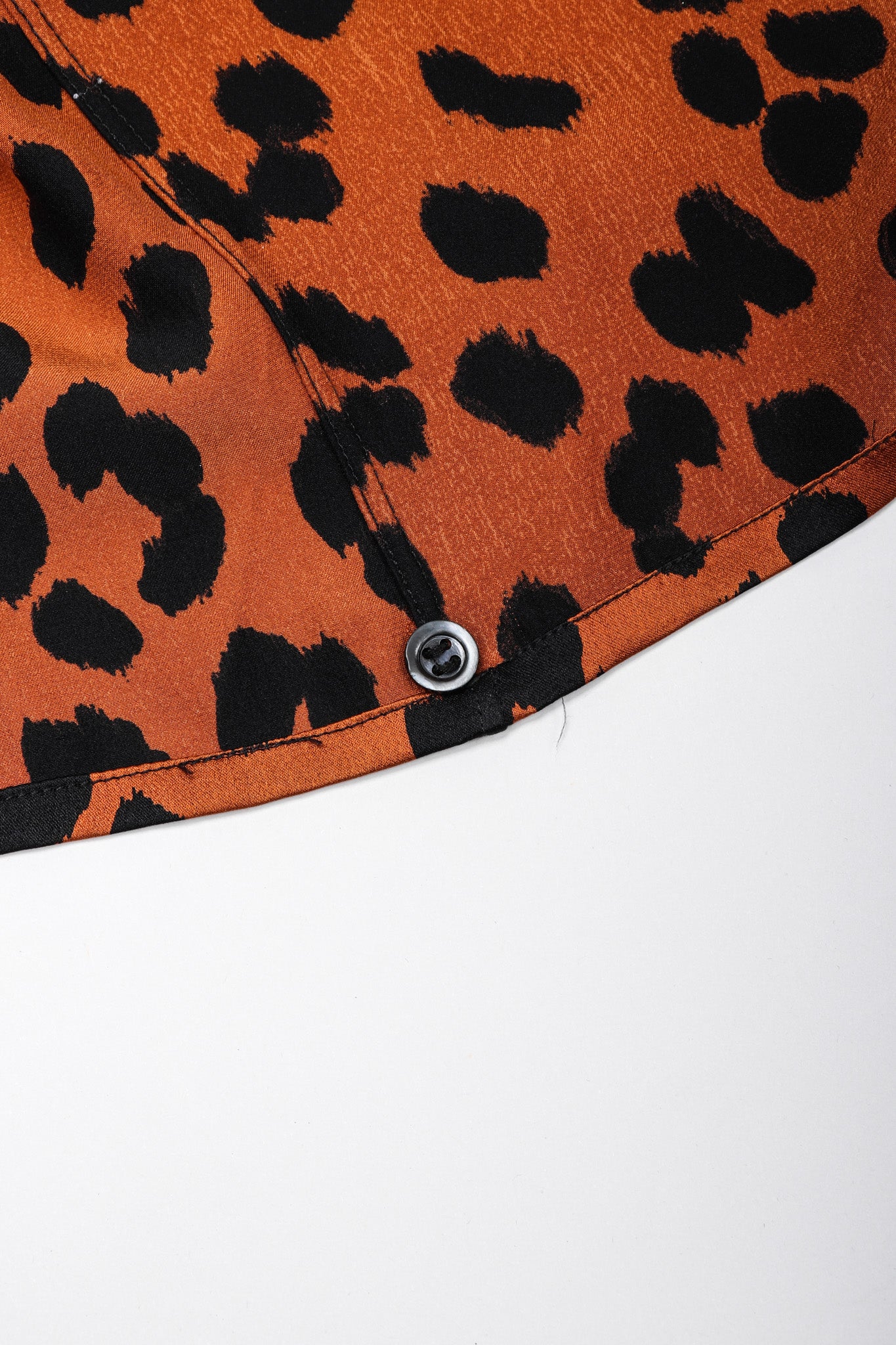 Recess Los Angeles Vintage Yves Saint Laurent Silk Animal Leopard Blouson Sleeves Button Cuff Long Neck Tie 