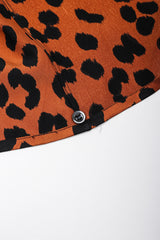 Recess Los Angeles Vintage Yves Saint Laurent Silk Animal Leopard Blouson Sleeves Button Cuff Long Neck Tie 
