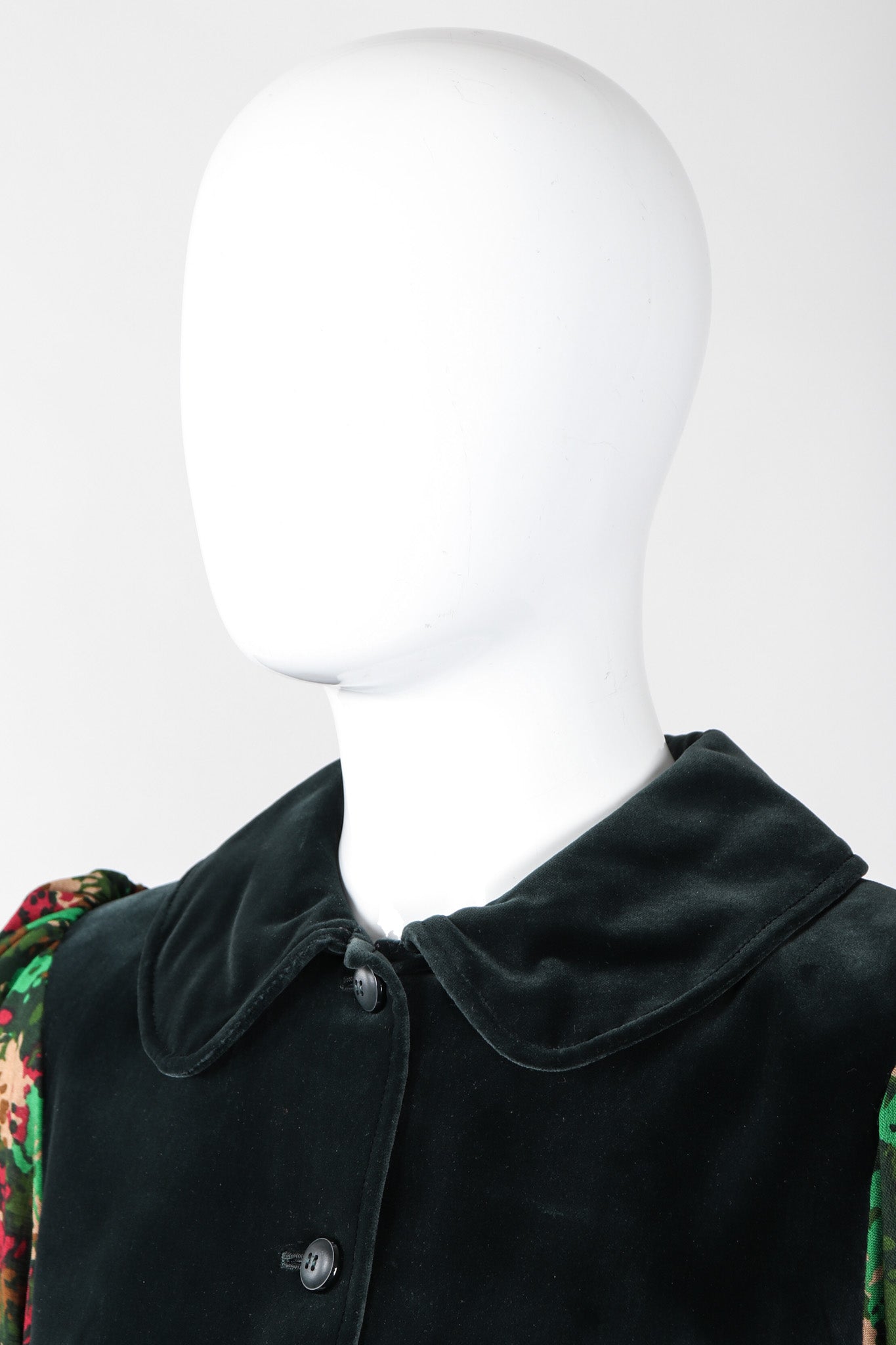Recess Los Angeles Vintage YSL Yves Saint Laurent Velvet Bodice Camo Splatter Print Peter Pan Collar Dress