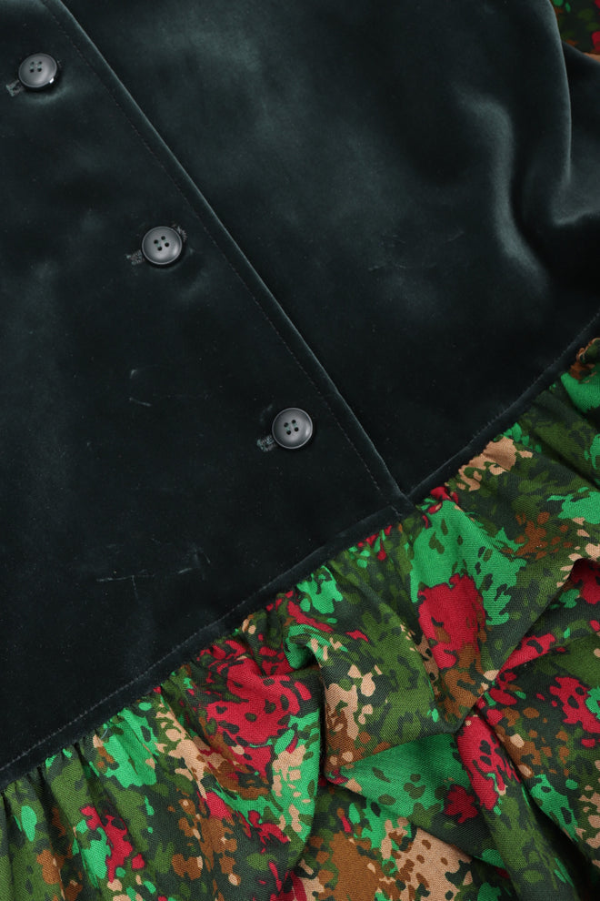Recess Los Angeles Vintage YSL Yves Saint Laurent Velvet Bodice Camo Splatter Print Peter Pan Collar Dress