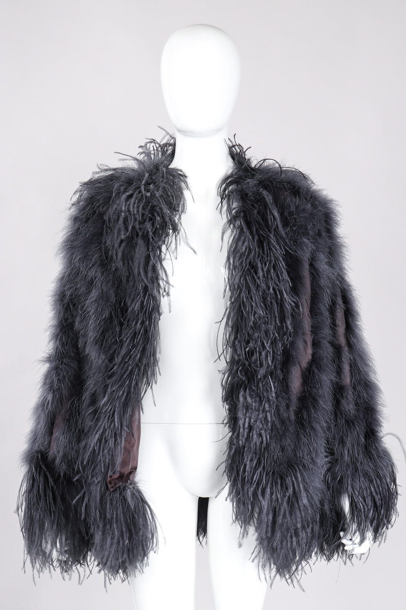Recess Los Angeles Vintage YSL Yves Saint Laurent 70s Liberation Collection Marabou & Ostrich Feather Glam Rockstar Jacket