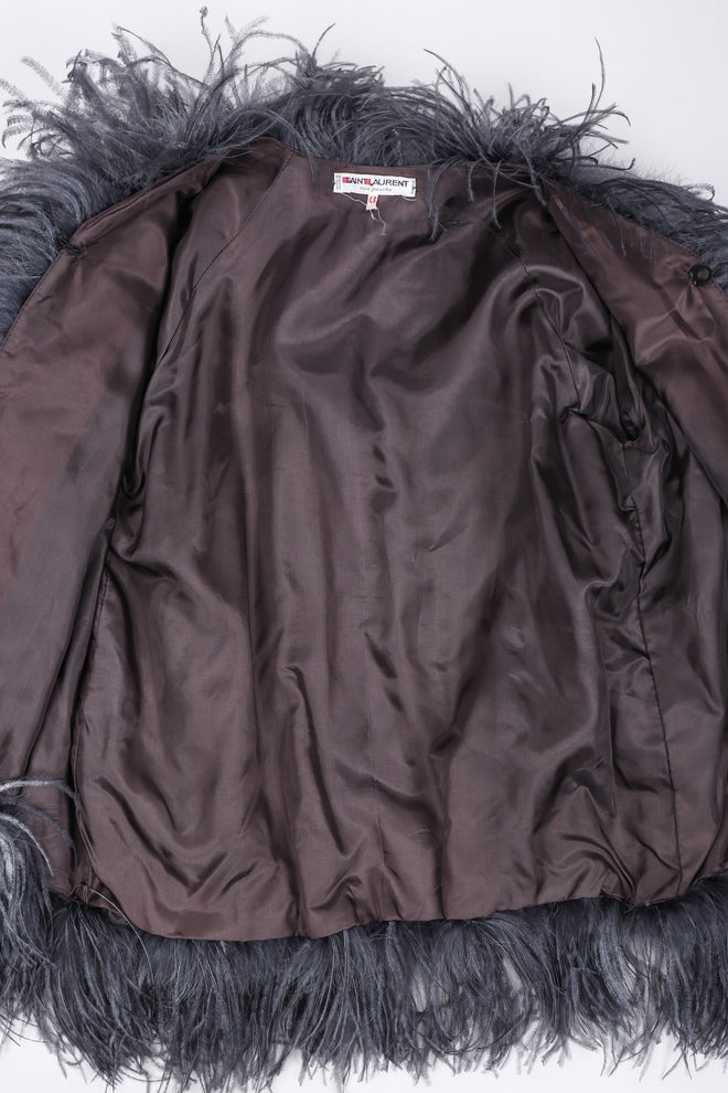 Recess Los Angeles Vintage YSL Yves Saint Laurent 70s Marabou & Ostrich Feather Glam Rockstar Jacket