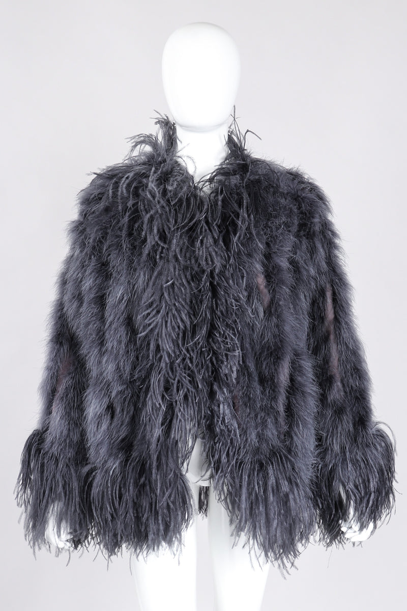 Recess Los Angeles Vintage YSL Yves Saint Laurent 70s Liberation Collection Marabou & Ostrich Feather Glam Rockstar Jacket