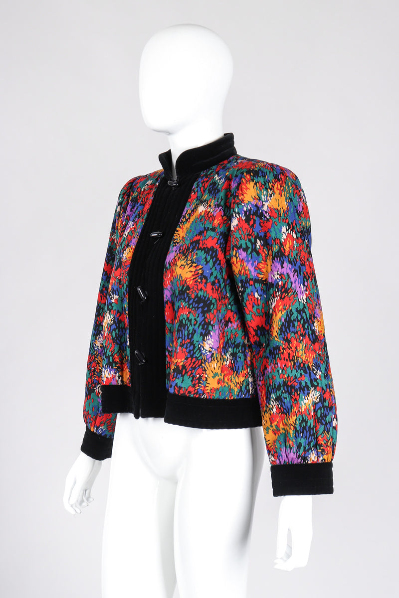 Recess Los Angeles Vintage YSL Yves Saint Laurent Russian Collection Quilted Rainbow Splatter Print Folk Jacket
