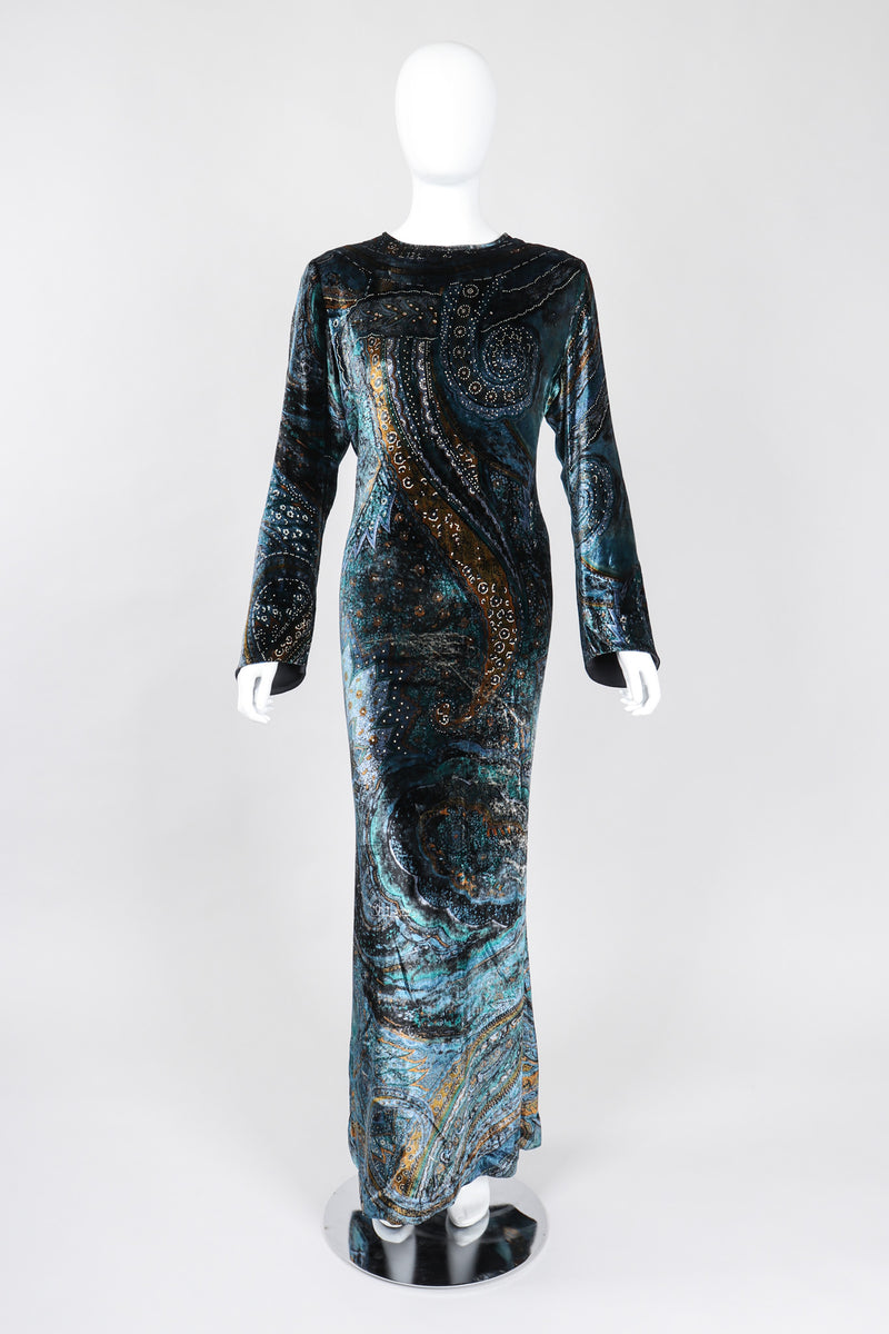 Recess Los Angeles Vintage YSL Yves Saint Laurent Cosmic Paisley Abraham Velvet Gown