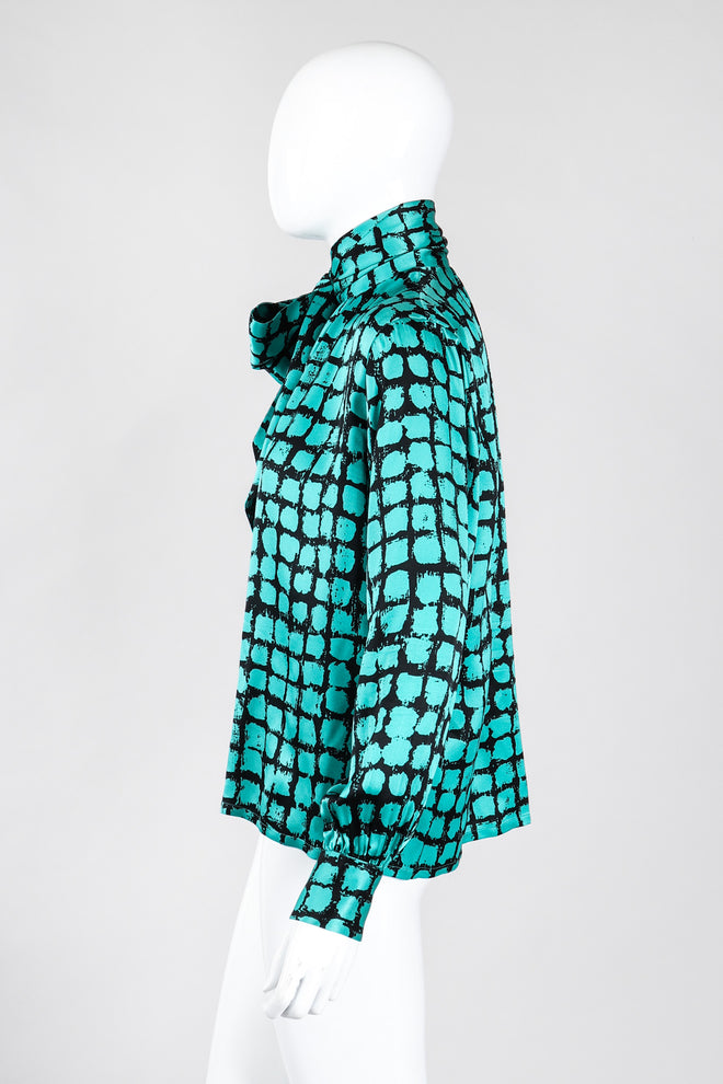 Recess Los Angeles Vintage Yves Saint Laurent YSL Graphic Silk Bow Blouse & Tie Scarf