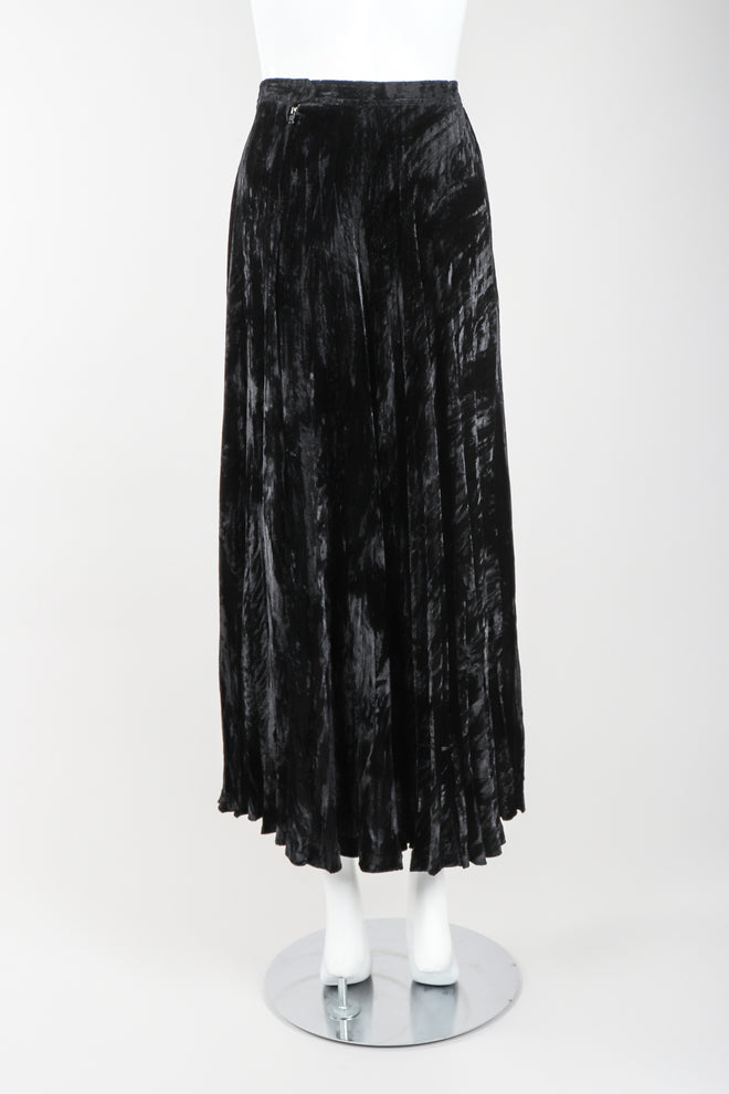 Recess Designer Consignment Vintage Jean Paul Gaultier Crushed Velvet Pleated Maxi Skirt Los Angeles Resale