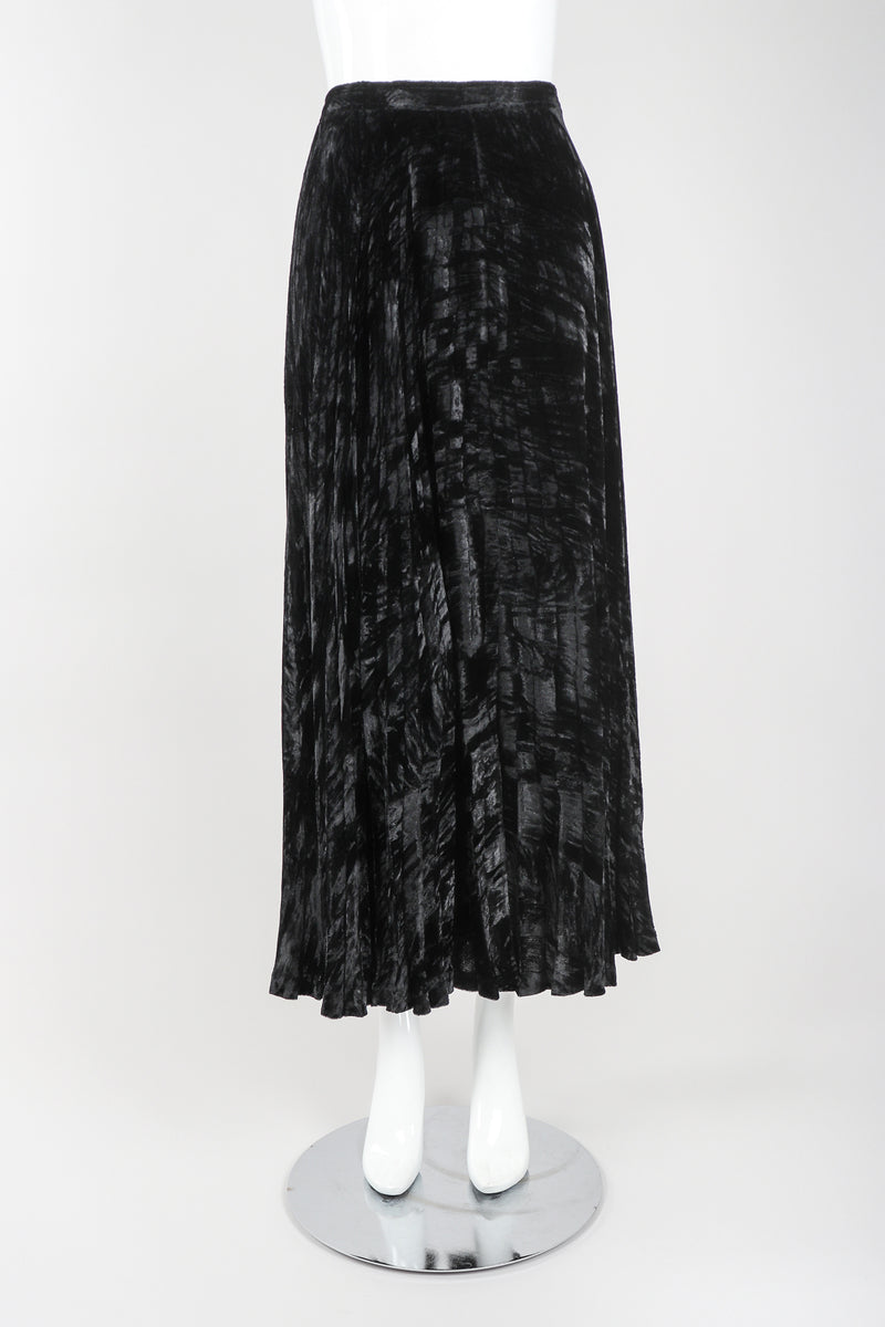 Recess Designer Consignment Vintage Jean Paul Gaultier Crushed Velvet Pleated Maxi Skirt Los Angeles Resale