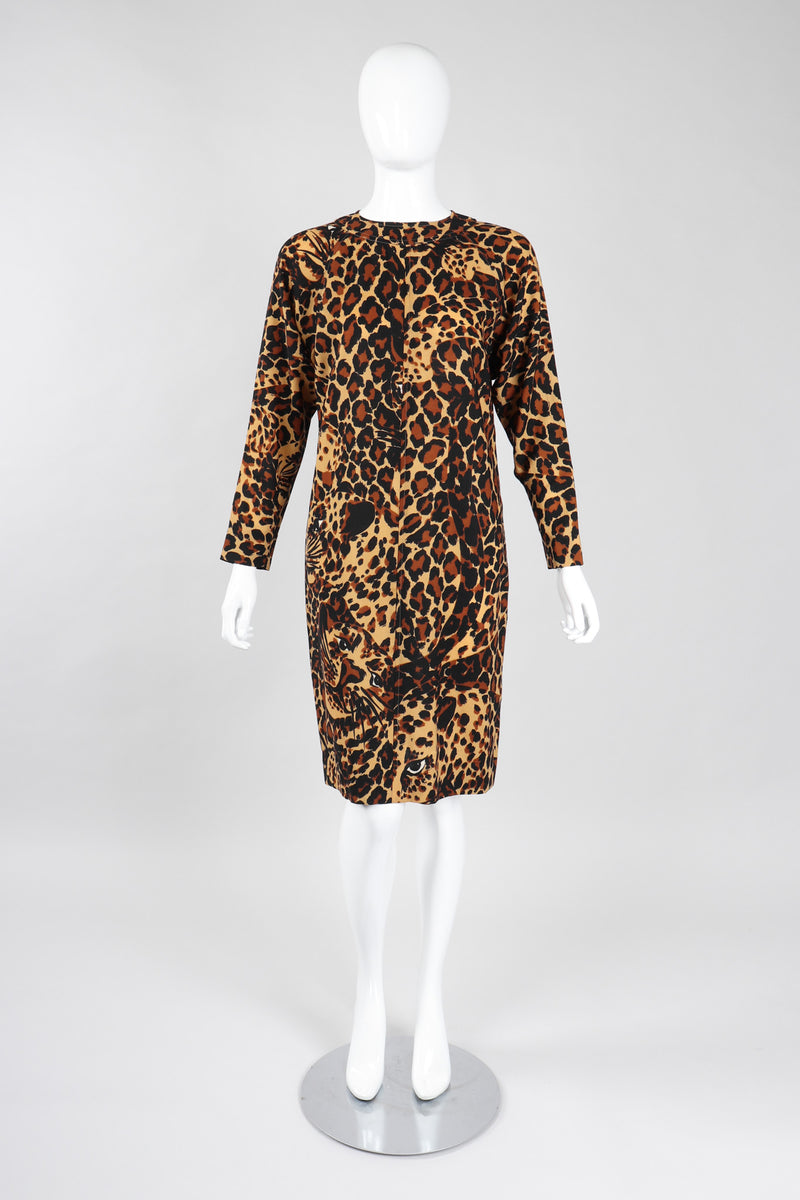 Recess Los Angeles Vintage YSL Yves Saint Laurent Rive Gauche A/W 1986 Leopard Print Wool Shift Dress