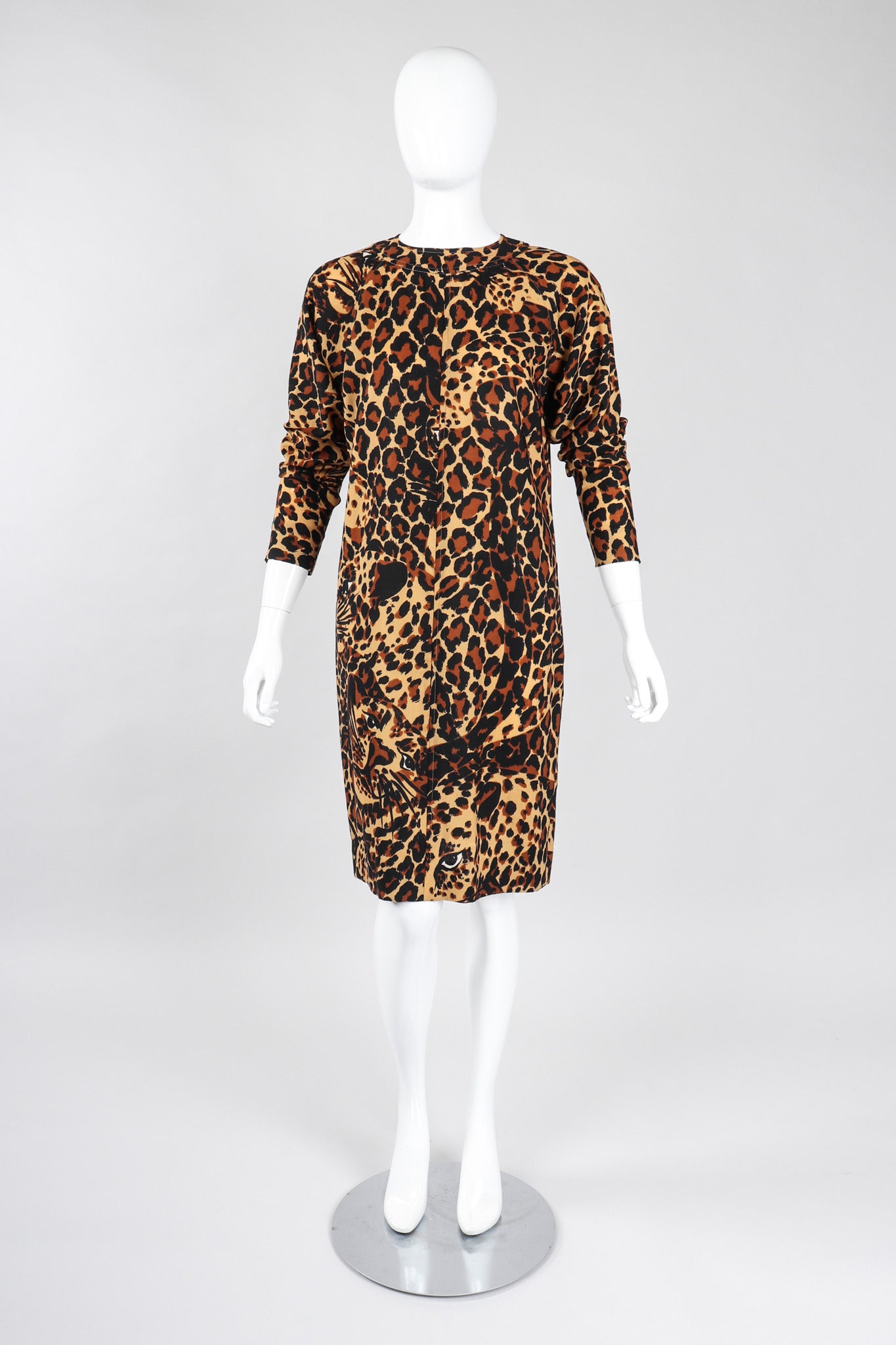 Recess Los Angeles Vintage YSL Yves Saint Laurent Rive Gauche A/W 1986 Leopard Print Wool Shift Dress
