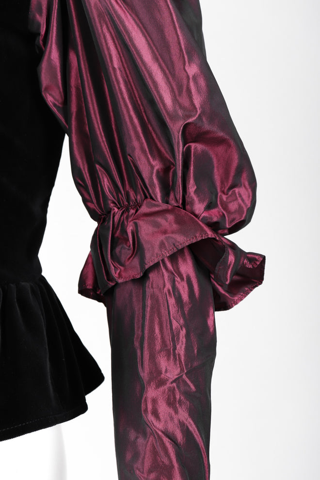 Recess Los Angeles Vintage YSL Yves Saint Laurent Rive Gauche Leg Of Mutton Gigot Sleeve Gibson Girl Velvet Bodice Top