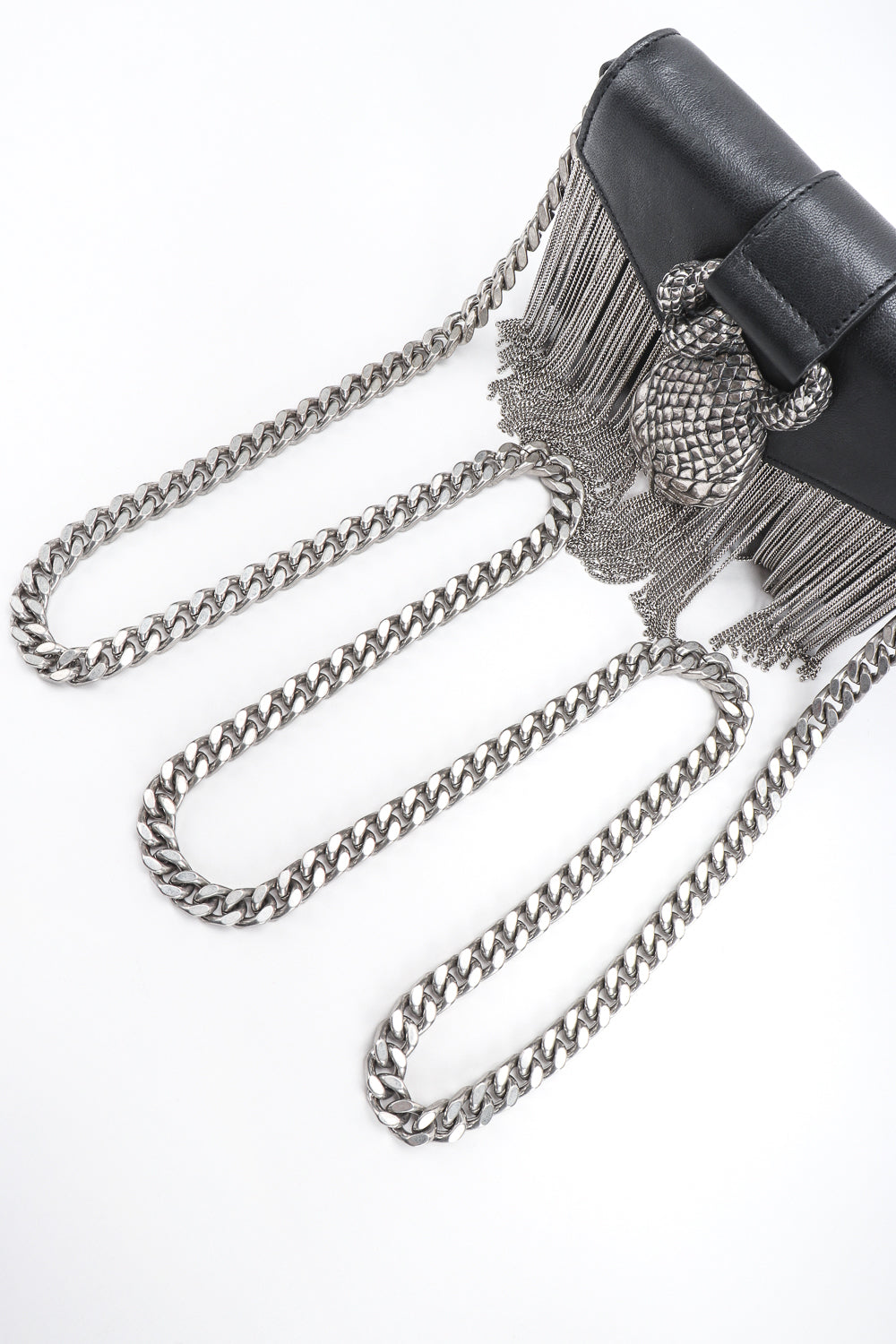 Recess Designer Consignment Vintage Yves Saint Laurent YSL Chain Fringe Snake Crossbody Mini Bag Los Angeles Resale
