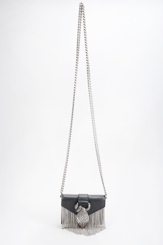 Recess Designer Consignment Vintage Yves Saint Laurent YSL Chain Fringe Snake Crossbody Mini Bag Los Angeles Resale