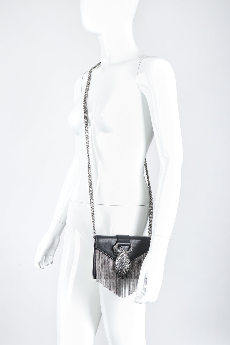Recess Designer Consignment Vintage Yves Saint Laurent YSL Chain Fringe Snake Crossbody Mini Bag Los Angeles Resale