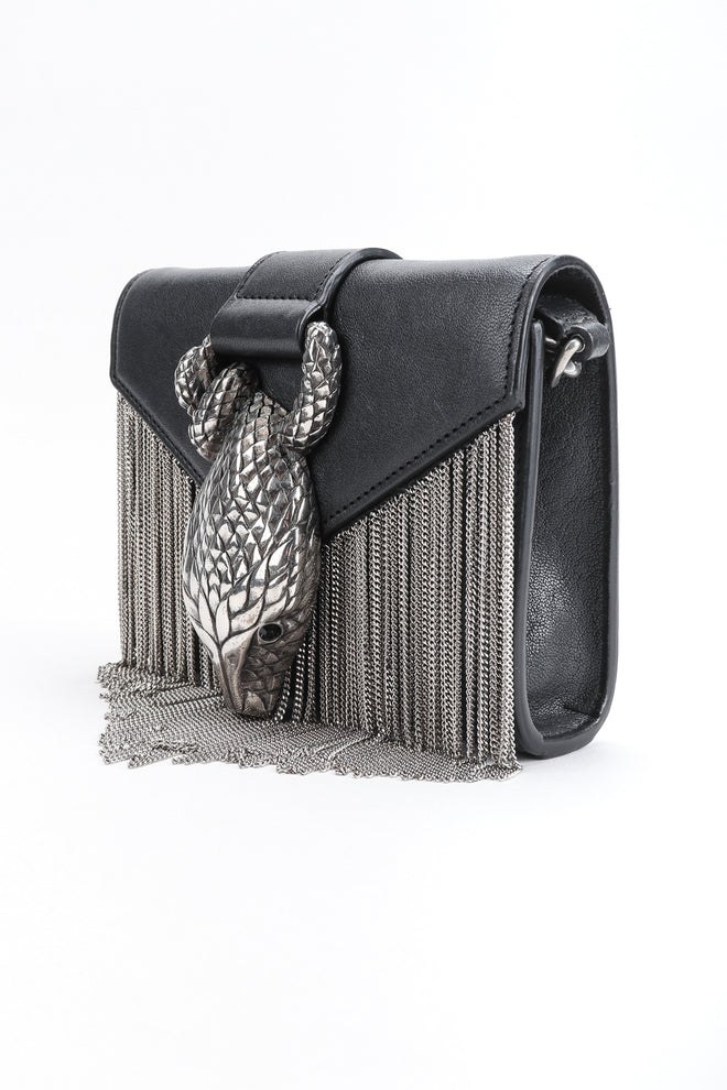 Recess Designer Consignment Vintage Yves Saint Laurent YSL Chain Fringe Snake Crossbody Mini Bag Los Angeles Resale