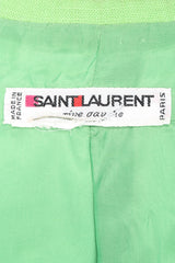 Recess Los Angeles Vintage YSL Yves Saint Laurent Spring Green Mid Puff Sleeve Linen Flax Jacket