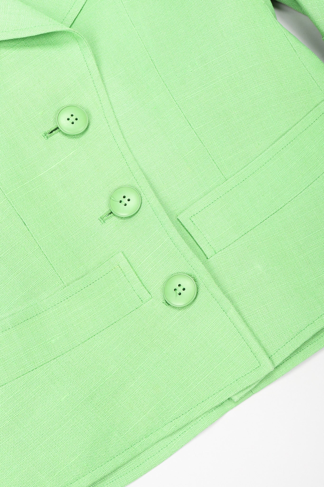 Recess Los Angeles Vintage YSL Yves Saint Laurent Spring Green Mid Puff Sleeve Linen Flax Jacket