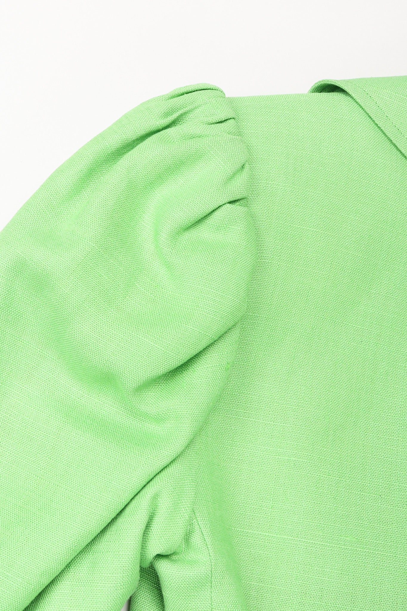 Recess Los Angeles Vintage YSL Yves Saint Laurent Spring Green Mid Puff Sleeve Linen Flax Jacket