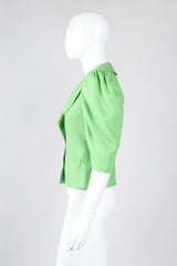 Recess Los Angeles Vintage YSL Yves Saint Laurent Spring Green Mid Puff Sleeve Linen Flax Jacket