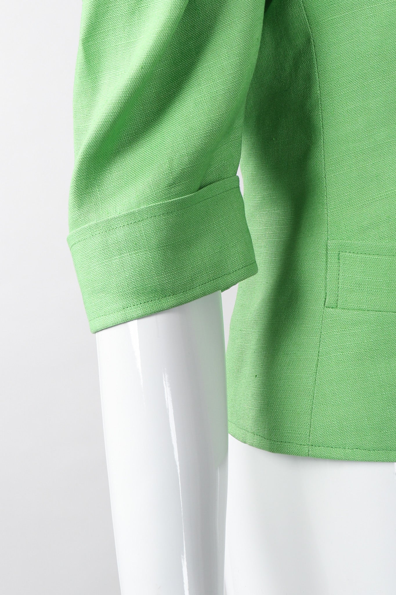Recess Los Angeles Vintage YSL Yves Saint Laurent Spring Green Mid Puff Sleeve Linen Flax Jacket