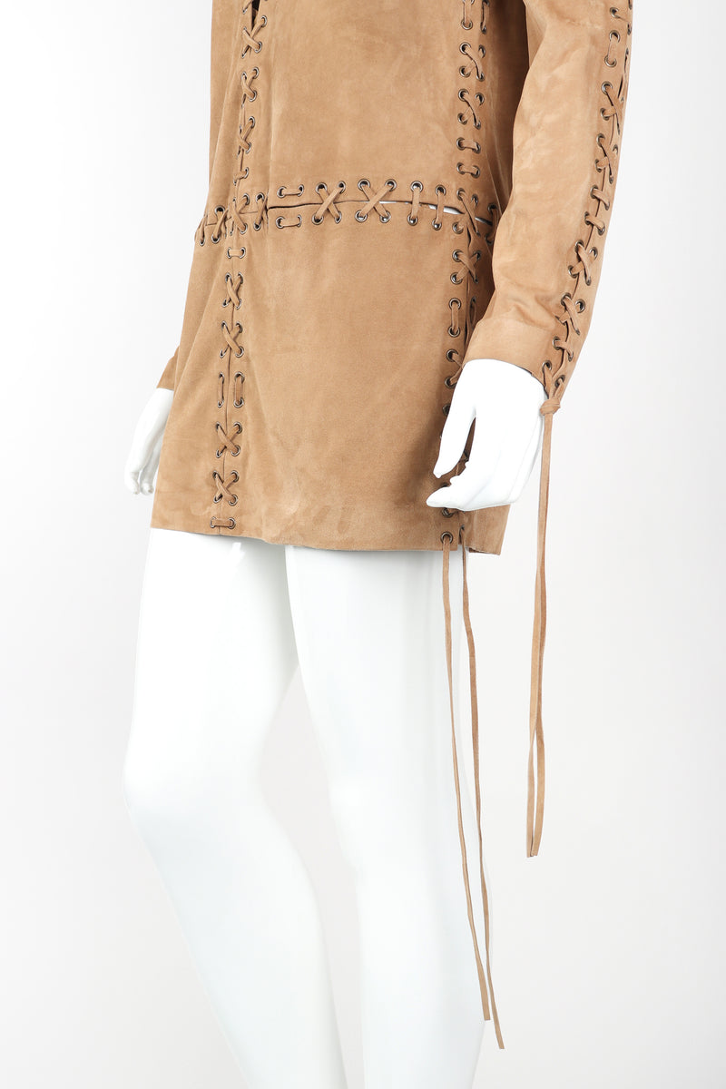 Vintage Yves Saint Laurent YSL Suede Laced Minidress Tunic Recess Vintage Yves Saint Laurent YSL Suede Laced Minidress Tunic Recess