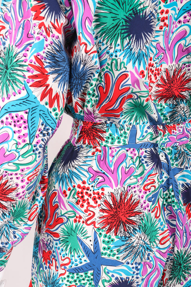 Recess Los Angeles Vintage Yves Saint Laurent YSL Ocean Sketch Printed Shirt & Short Outfit Set