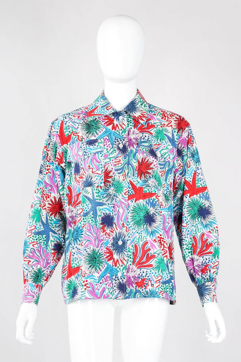 Recess Los Angeles Vintage Yves Saint Laurent YSL Ocean Sketch Printed Shirt & Short Outfit Set