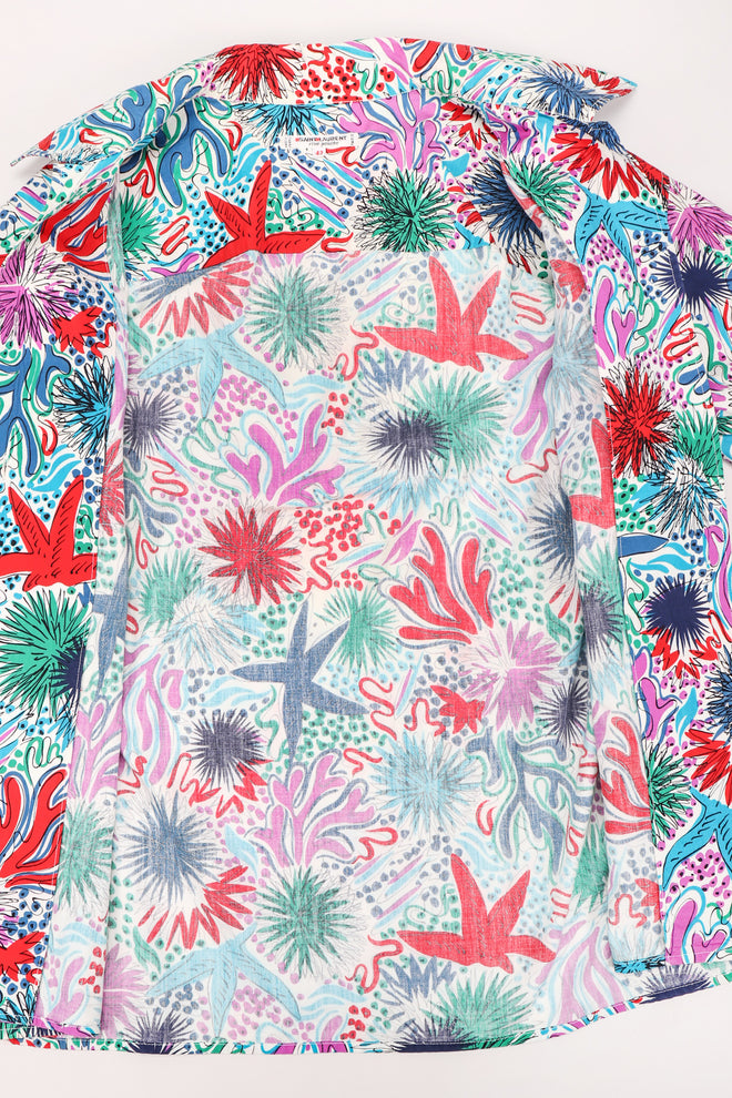 Recess Los Angeles Vintage Yves Saint Laurent YSL Ocean Sketch Printed Shirt & Short Outfit Set