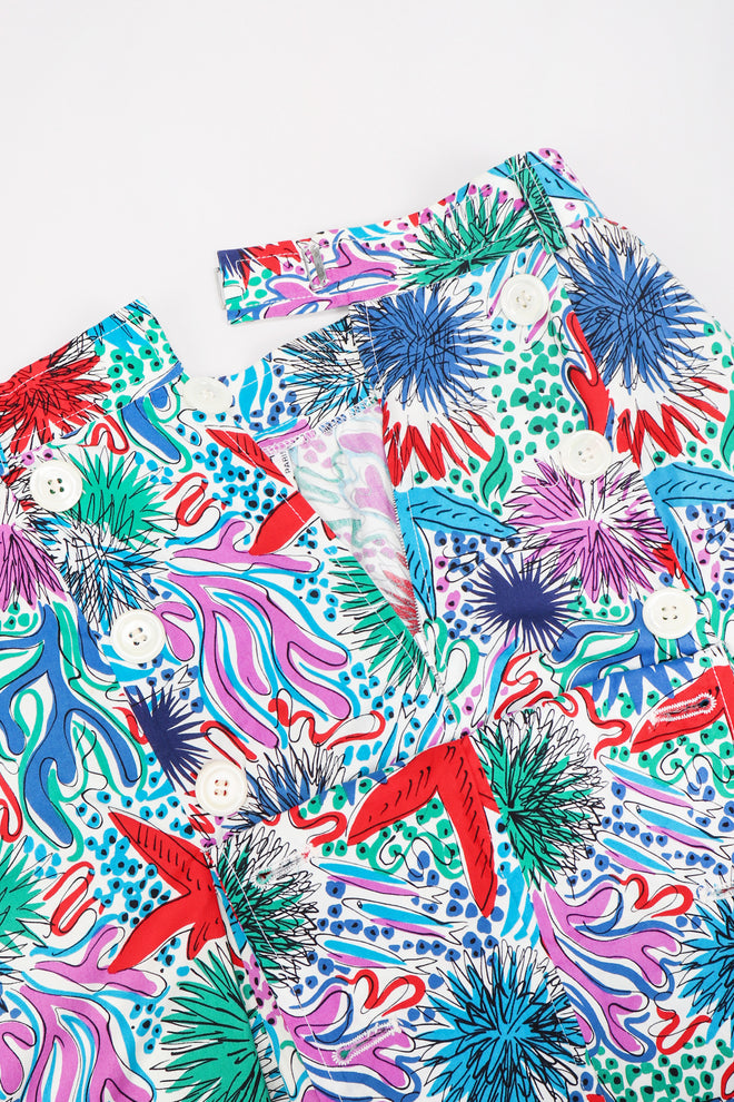 Recess Los Angeles Vintage Yves Saint Laurent YSL Ocean Sketch Printed Shirt & Short Outfit Set