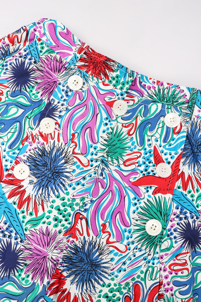 Recess Los Angeles Vintage Yves Saint Laurent YSL Ocean Sketch Printed Shirt & Short Outfit Set