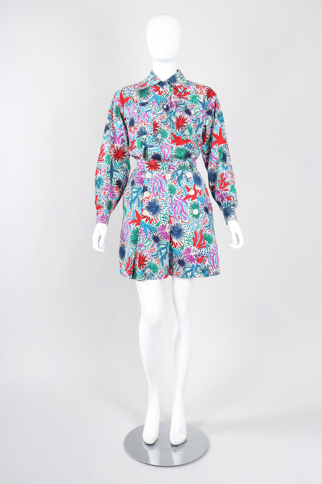 Recess Los Angeles Vintage Yves Saint Laurent YSL Ocean Tidepool Sketch Printed Shirt & Short Outfit Set